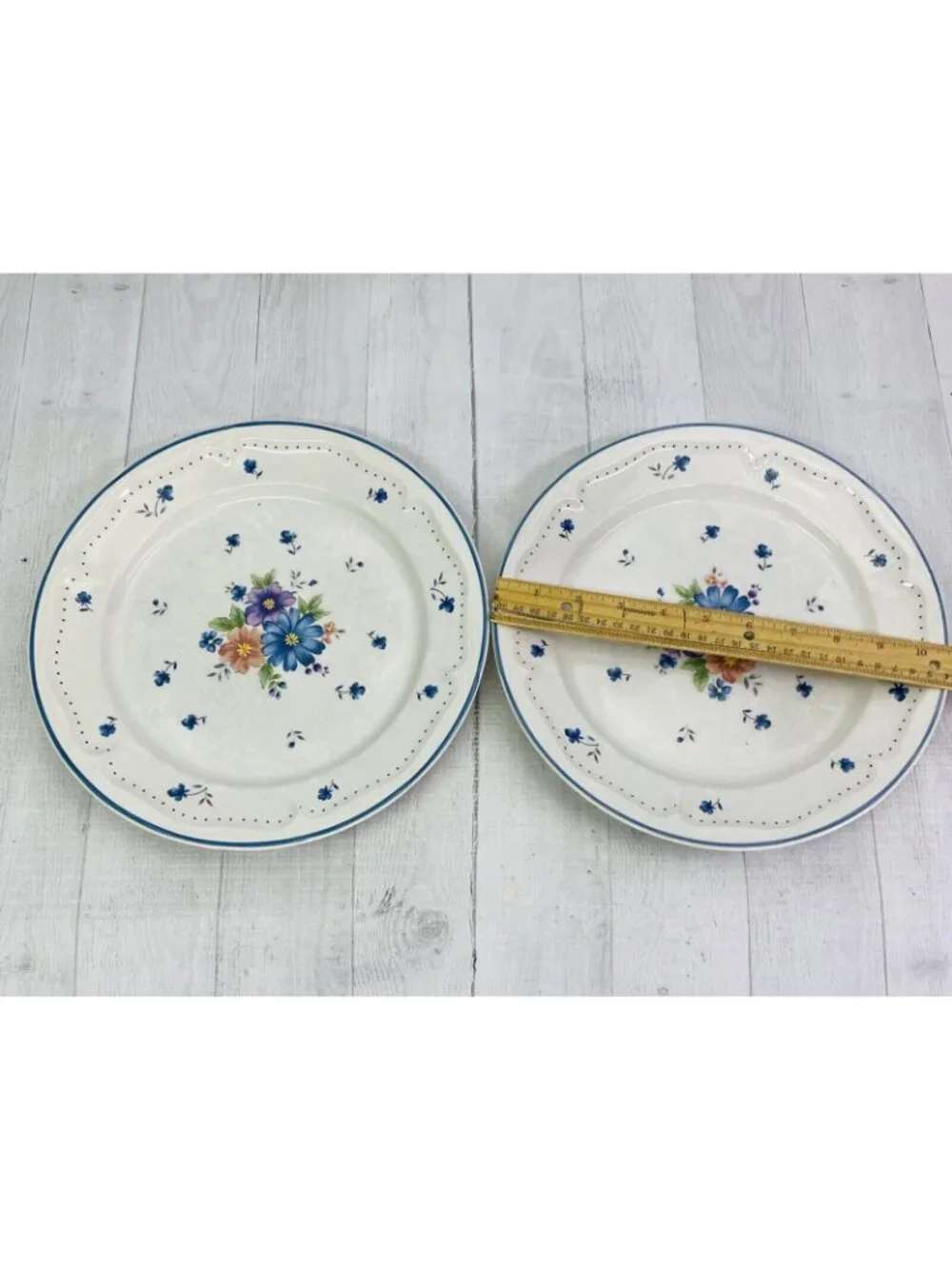 80s JMP Marketing PROVINCIAL BOUQUET Center Flowers Stoneware Dinner Plate Set 4